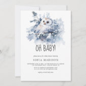 Waterverf Uil Winter Baby shower Kaart (Voorkant)