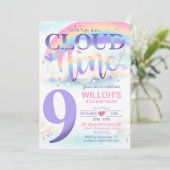 Waterverf Uitnodiging Regenboog Cloud 9 (Staand voorkant)