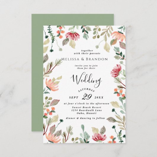 Waterverf Uitnodiging tot weduwschap (Voorkant / Achterkant)