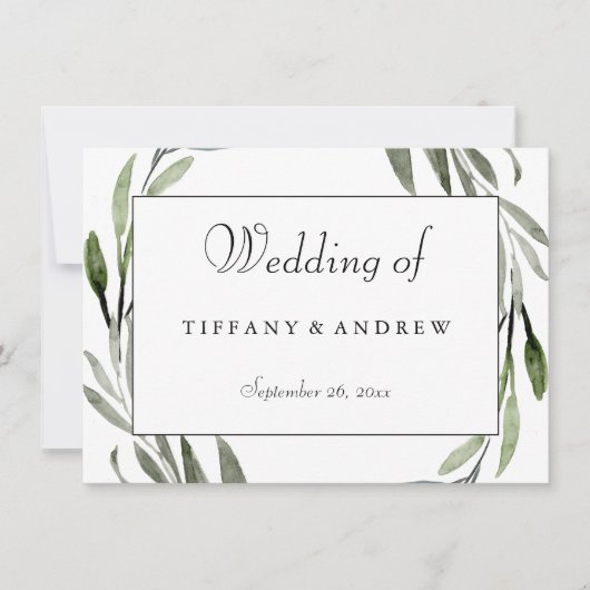 Waterverf Uitnodiging uitzenden via Wreath Border  (Voorkant)