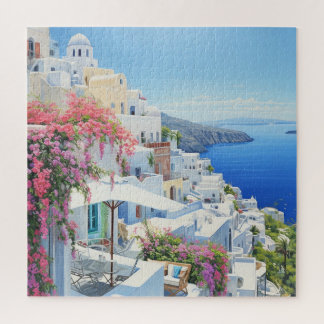 Waterverf uitzicht van Santorini puzzel Legpuzzel