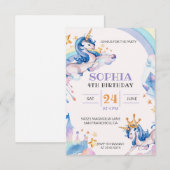 Waterverf Unicorn Birthday Kaart (Voorkant / Achterkant)