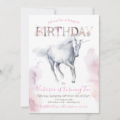 Waterverf Unicorn Birthday Uitnodiging (Voorkant)