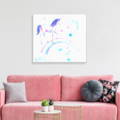 Waterverf Unicorn en regenboog Canvas Afdruk (Insitu (Woonkamer))