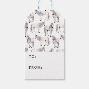 Waterverf Unicorn Fairy Tale Patroon Cadeaulabel
