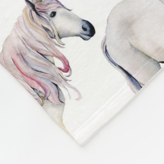 Waterverf Unicorn Fairy Tale Patroon Fleece Deken (Hoek)