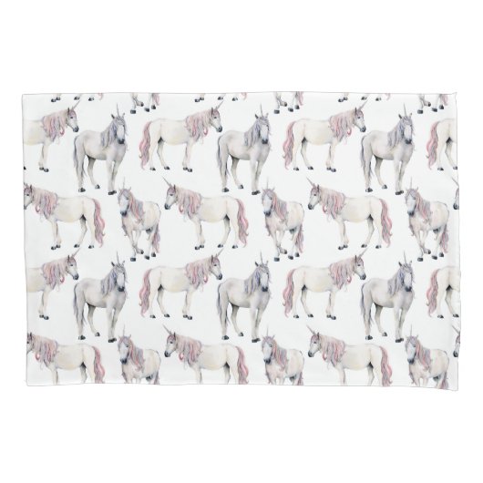 Waterverf Unicorn Fairy Tale Patroon Kussensloop (Voorkant-Links)