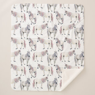 Waterverf Unicorn Fairy Tale Patroon Sherpa Deken