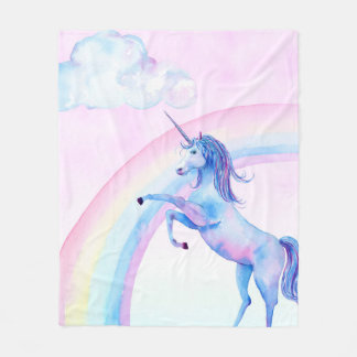 Waterverf Unicorn Fleece Deken