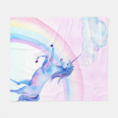 Waterverf Unicorn Fleece Deken (Voorkant (Horizontaal))