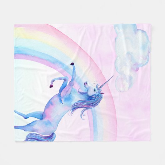 Waterverf Unicorn Fleece Deken (Voorkant (Horizontaal))