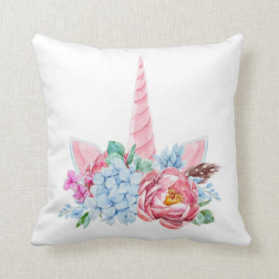 Waterverf Unicorn Floral Crown Kussen