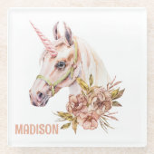 Waterverf Unicorn Glazen Onderzetter (Voorkant)