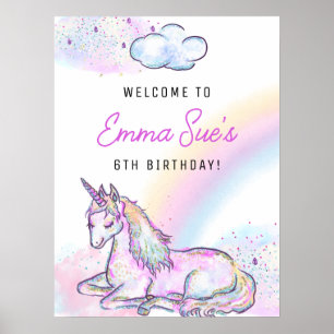 Waterverf Unicorn Magical Day Girl's Birthday Poster