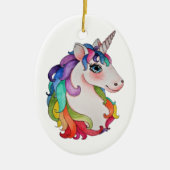 Waterverf Unicorn met regenbooghaar Keramisch Ornament (Voorkant)