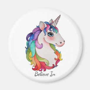 Waterverf Unicorn met regenbooghaar Magneet