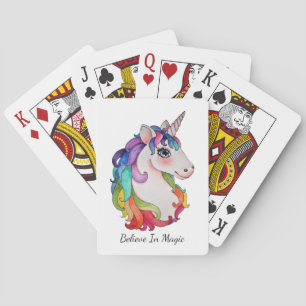 Waterverf Unicorn met regenbooghaar Pokerkaarten