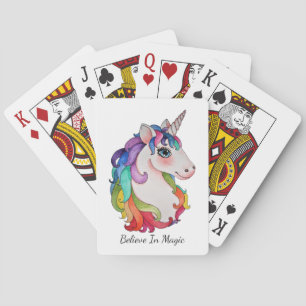 Waterverf Unicorn met regenbooghaar Pokerkaarten