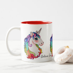 Waterverf Unicorn met regenbooghaar Tweekleurige Koffiemok