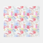 Waterverf Unicorn & Pegasus Patroon Fleece Deken (Voorkant (Horizontaal))