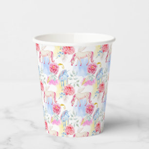 Waterverf Unicorn & Pegasus Patroon Papieren Bekers