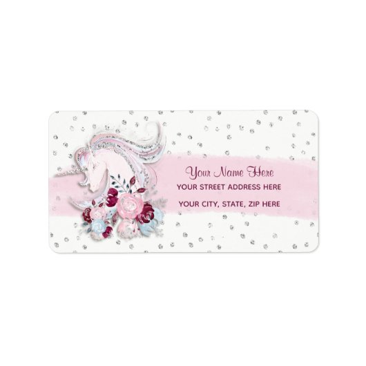  Waterverf Unicorn Pink & Silver Accepten Etiket (Voorkant)
