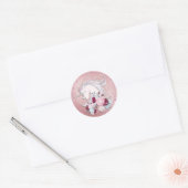  Waterverf Unicorn Pink & Silver Accepten Ronde Sticker (Envelop)