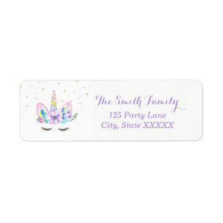 Waterverf Unicorn Return Address Sticker