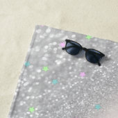 Waterverf Unicorn, Stars, Silver Glitter Bokeh Strandlaken (In situ)