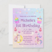 waterverf unicorns cupcakes paars kaart (Voorkant)