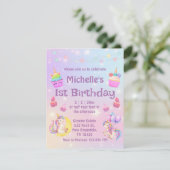 waterverf unicorns cupcakes paars kaart (Staand voorkant)