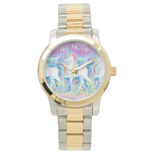 Waterverf Unicorns Horloge
