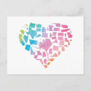 Waterverf United States Heart Briefkaart