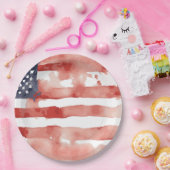 Waterverf US Flag Design Papieren Bordje (Feest)