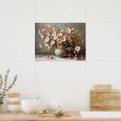 Waterverf vaas met bloemetjes poster (Keuken)