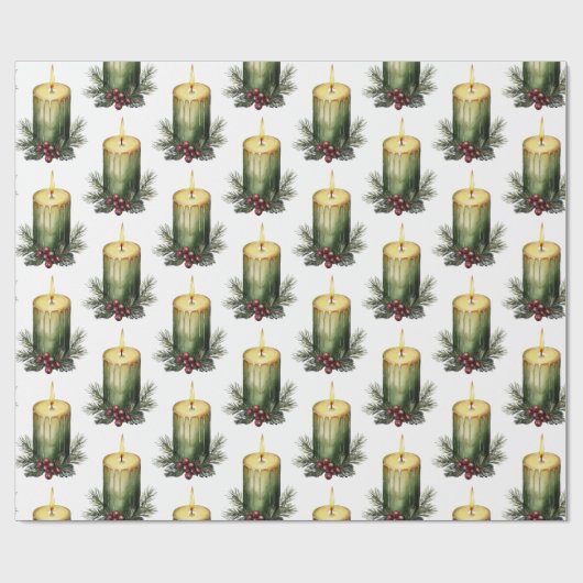 Waterverf Vakantie Kaars Feestelijke Illustratie Cadeaupapier (Vlak)