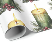 Waterverf Vakantie Kaars Feestelijke Illustratie Cadeaupapier (Rol Hoek)