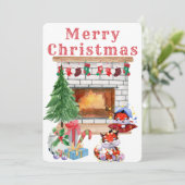 Waterverf Vakantie Kerst Kaart (Staand voorkant)