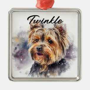 WATERVERF VAKANTIE YORKSHIRE TERRIER DOG METALEN ORNAMENT