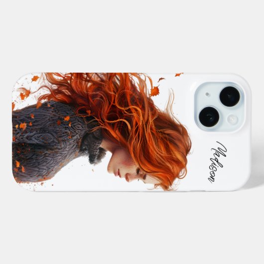 Waterverf val laat rood hoofdmeisje Case-Mate iPhone case (Achterkant (horizontaal))