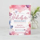 Waterverf Valentijn Dinner Party Uitnodiging (Staand voorkant)