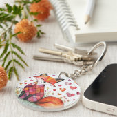 Waterverf Valentijn Fox Kaart Sleutelhanger (Voorkant Rechts)