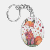 Waterverf Valentijn Fox Kaart Sleutelhanger (Voorkant Links)