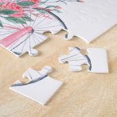 Waterverf valentijn Roze fiets en hartballonnen Legpuzzel (Zijkant)