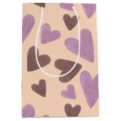 Waterverf Valentijnsdag Chocolade Roze harten Medium Cadeauzakje (Voorkant)