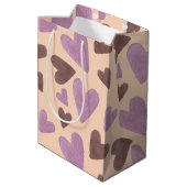 Waterverf Valentijnsdag Chocolade Roze harten Medium Cadeauzakje (Achterkant Gekanteld)