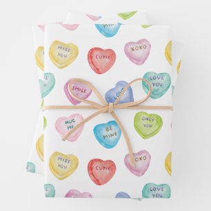 Waterverf Valentijnsdag Conversation Hearts Inpakpapier Vel