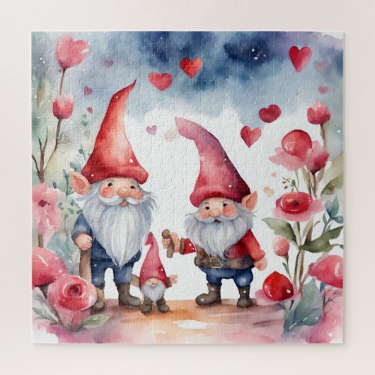Waterverf Valentijnsdag Gnome Land Legpuzzel (Verticaal)