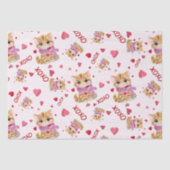 Waterverf Valentijnsdag Kat XOXO Pattern Tissuepapier (Voorkant)