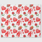 Waterverf Valentijnsdag Patroon Cadeaupapier (Vlak)